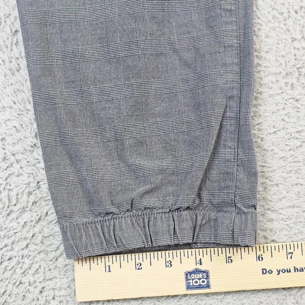 Banana Republic‎ Pants Mens 36x30 Gray Plaid Jogger Elastic Cuff Stretch Casual